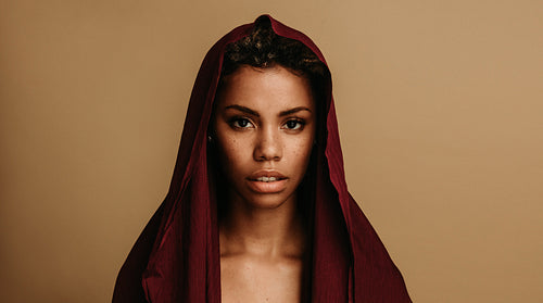 African american woman wearing traditional fabric