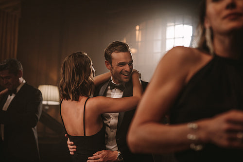 Beautiful couple dancing at a gala party