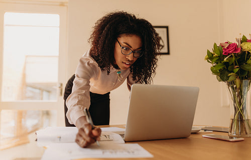 Woman entrepreneur working from home