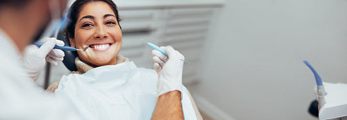 Woman getting dental treatment