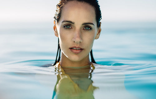 Beautiful woman in the water