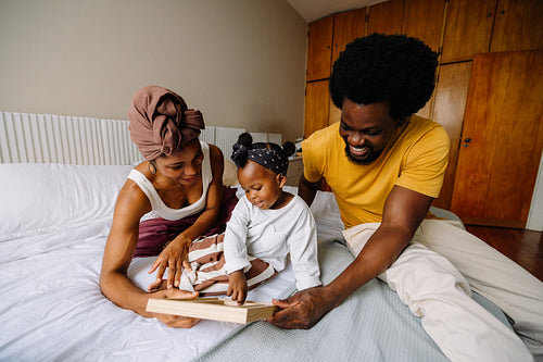 Family bonding while reading together