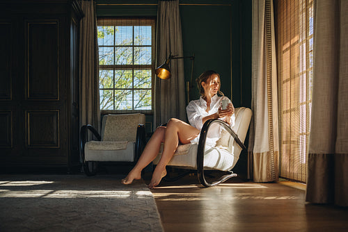 Woman enjoying a quiet weekend getaway