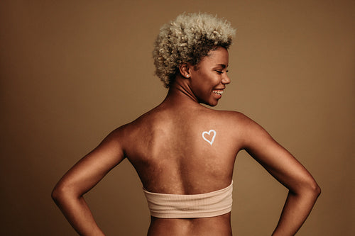 Rear view portrait of african american woman