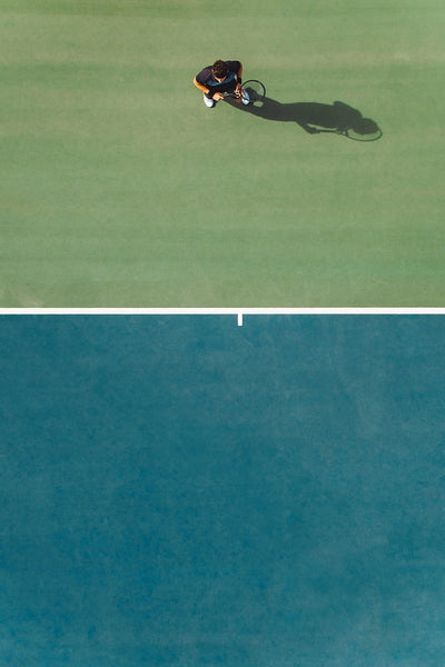 Professional tennis player on hardcourt