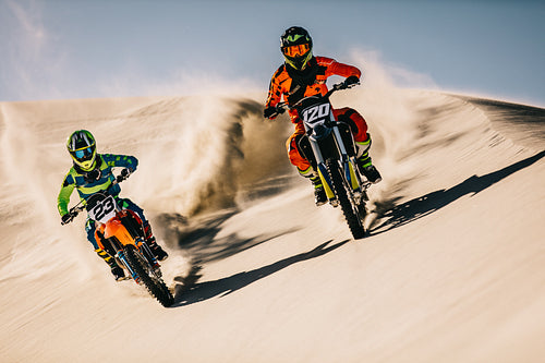 Moto racer going full speed