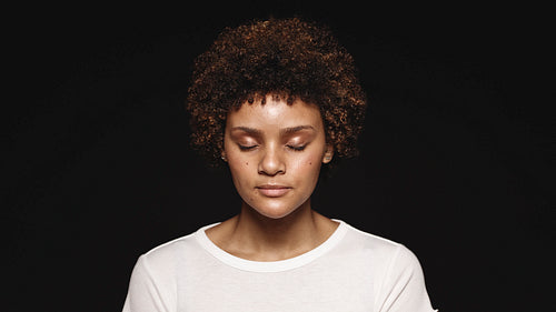 Young woman with curly hair