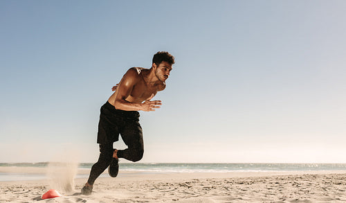 Man running on the beach