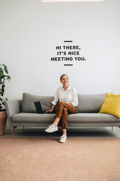 Businesswoman sitting at office lobby