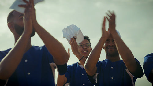 Baseball team celebrates a hard-fought victory
