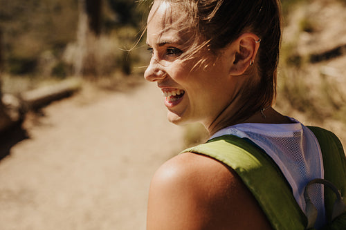Woman enjoying on a hike