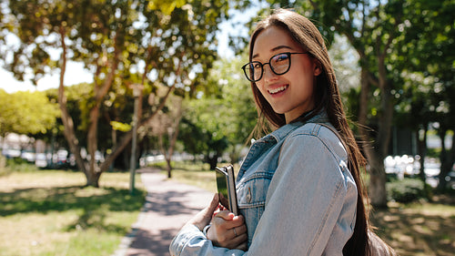 College student standing in campus