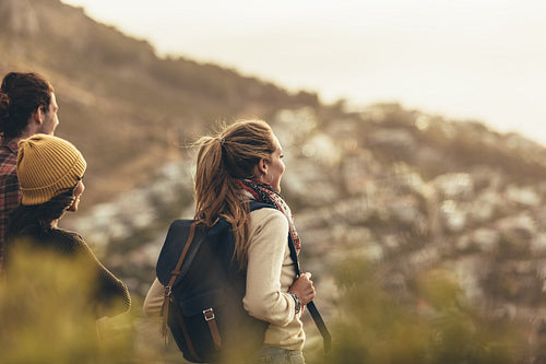 Friends hiking in nature