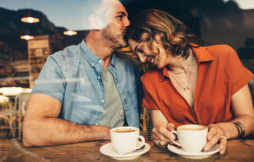 Couple in love on a coffee date