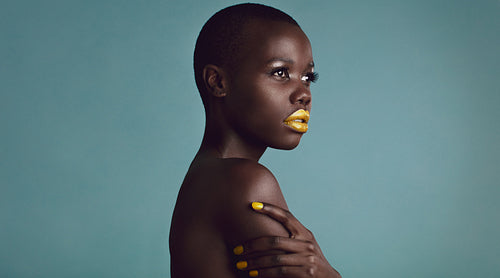 Female model with vibrant makeup