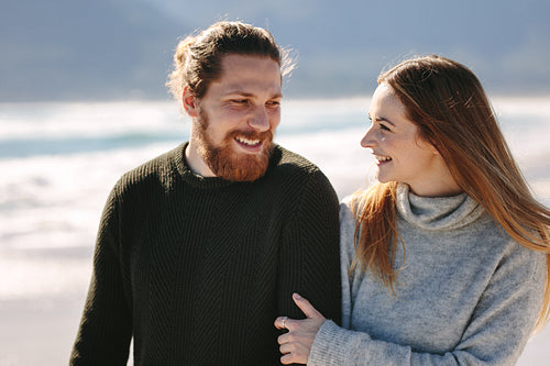 Couple enjoying beach vacation