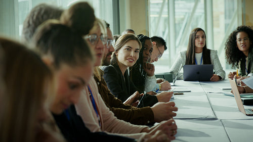 Business meeting with attentive professionals