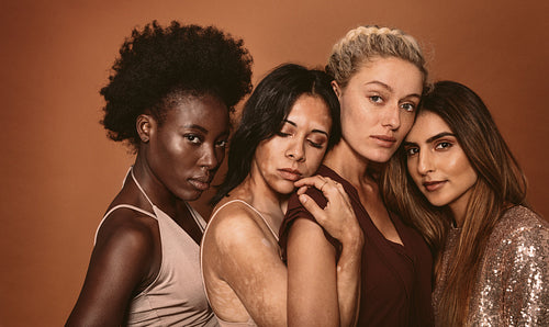 Multi ethnic females with different skin types