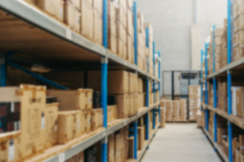 Blurred background of a distribution warehouse