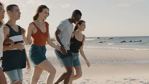 Group of young friends on a summer beach vacation