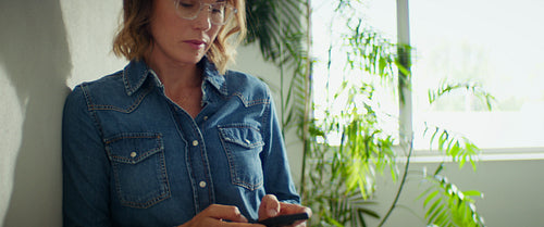 Businesswoman smiling in a modern office