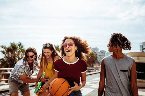 Group of multi-ethnic friends enjoying outdoors