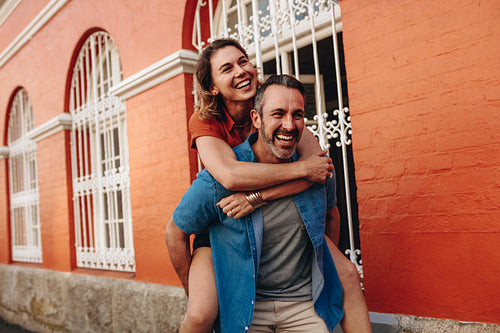 Couple enjoying themselves outdoors