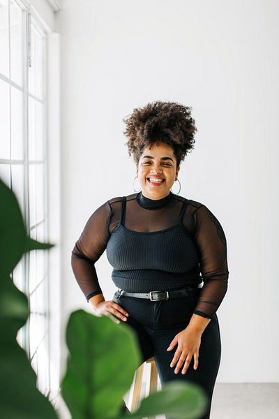 Woman in fashionable outfit