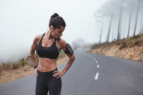 Fitness woman during outdoors training session