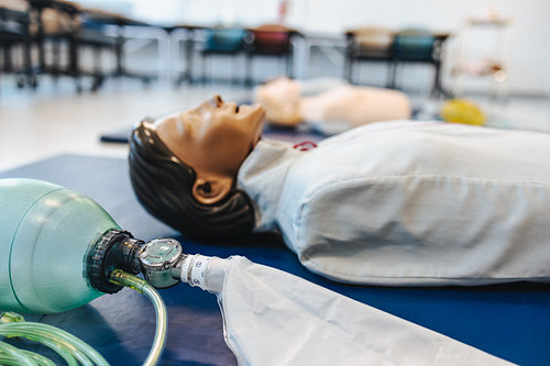 Medical equipment for clinical simulation: Bag valve masks and manikins in a medical school