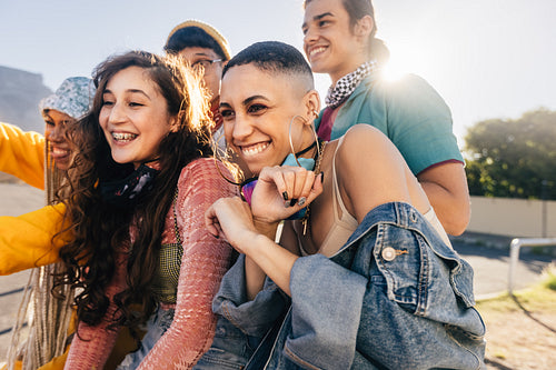 Enjoying happy friendship moments