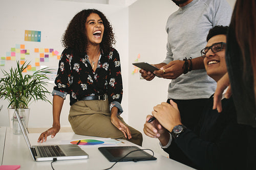 Business colleagues having fun at work