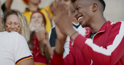 German supporters cheering their team from fan zone