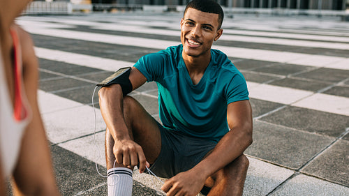 Couple relaxing after physical training