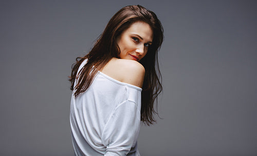 Beautiful woman posing sensualy