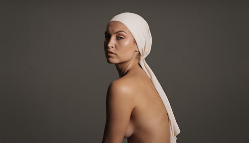 Female model with clean and healthy skin