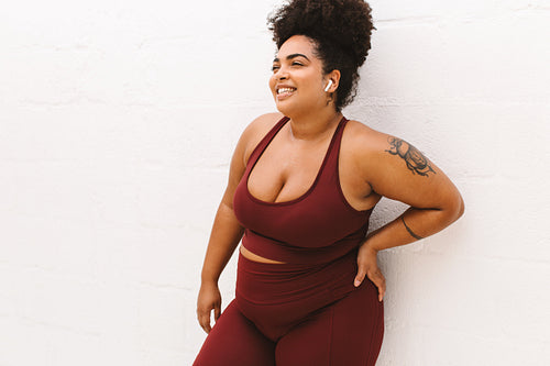 Healthy woman relaxing after exercise