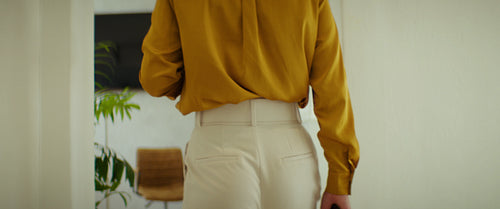 Young woman working from her home office