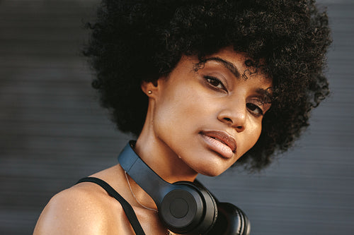 Woman looking tired after workout