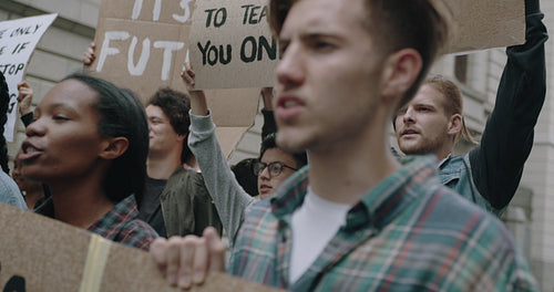 Group of demonstrators on road