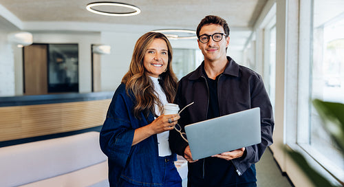 Business colleagues in collaboration in a modern office