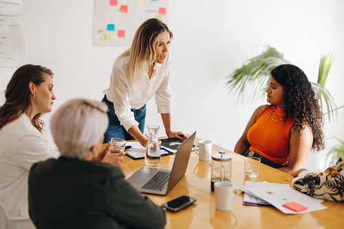 Diverse businesswomen having a boardroom meeting