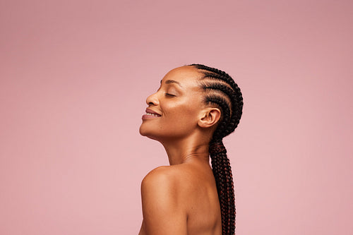 Female model having healthy and flawless skin.