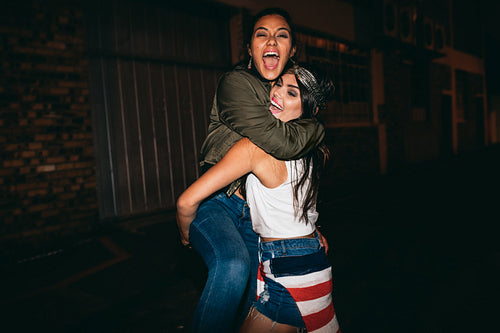 Best friends having fun outdoors