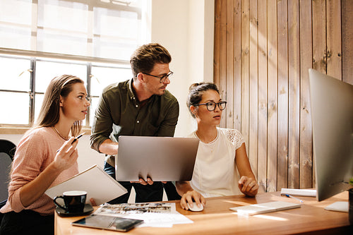 Startup business team working together