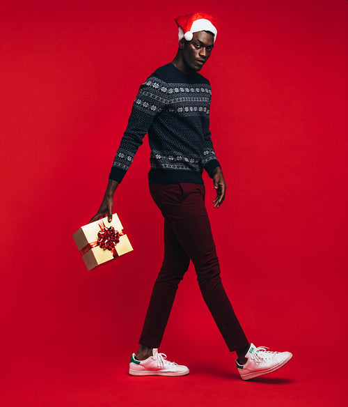 Man with chirstmas gift