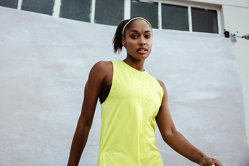 African female athlete in sportswear