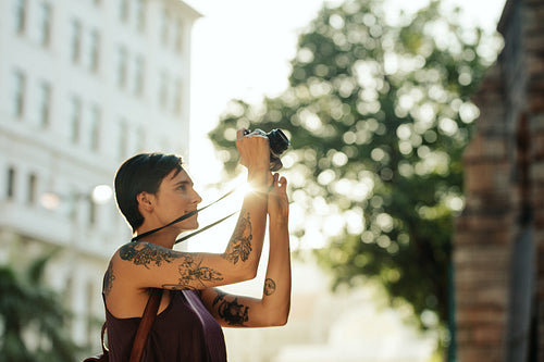 Woman exploring the city