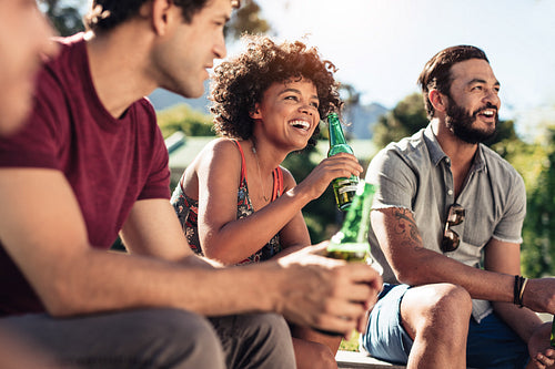 Group of young people having a party