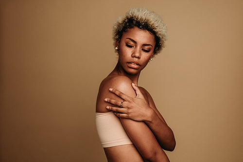 Side view portrait of african american woman
